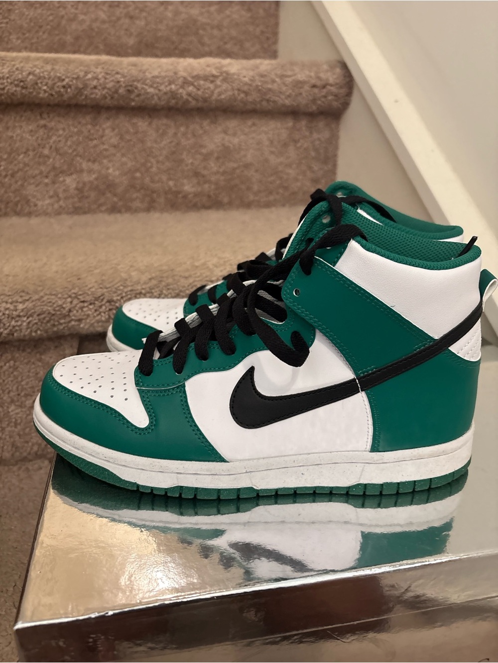 Nike Kids Dunk Green White Black High-Top Sneakers
